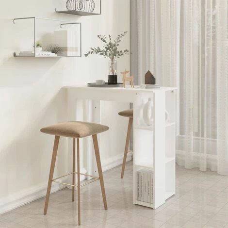 De gros 😍 INLIFE Table De Bar Avec étagère Blanc 102x50x103,5 Cm Aggloméré - Blanc 💯 6 De gros 😍 INLIFE Table De Bar Avec étagère Blanc 102x50x103,5 Cm Aggloméré - Blanc 💯 – Image 4