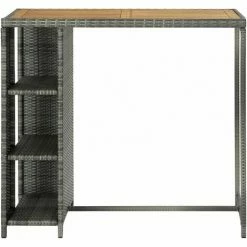 Meilleur prix 💯 INLIFE Table De Bar Avec Rangement Gris 120x60x110 Cm Résine Tressée - Gris 🎁 -Table haute Boutique 59173228 2