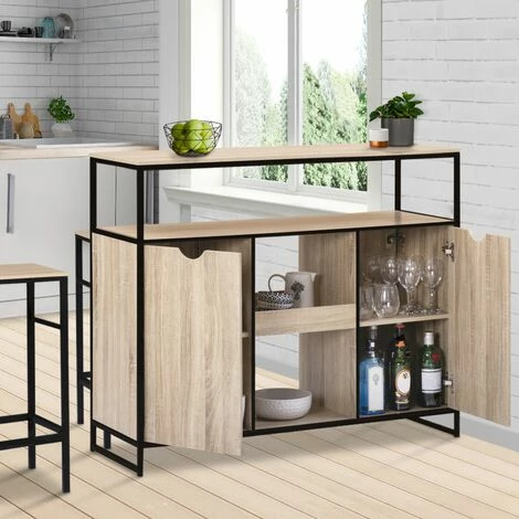 Grosses soldes ⌛ IDMARKET Meuble De Bar Avec Portes Et étagères DETROIT Design Industriel 😀 3 Grosses soldes ⌛ IDMARKET Meuble De Bar Avec Portes Et étagères DETROIT Design Industriel 😀