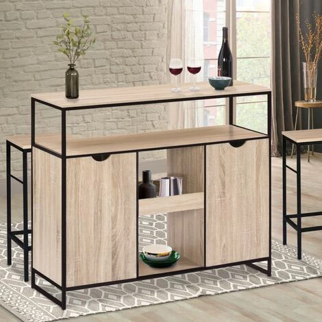 Grosses soldes ⌛ IDMARKET Meuble De Bar Avec Portes Et étagères DETROIT Design Industriel 😀 6 Grosses soldes ⌛ IDMARKET Meuble De Bar Avec Portes Et étagères DETROIT Design Industriel 😀 – Image 4