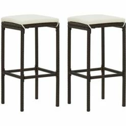 Meilleure affaire 🛒 Topdeal Meuble De Bar De Jardin 3 Pcs Et Coussins Résine Tressée Marron FF3064816_FR ⭐ -Table haute Boutique 59652693 5