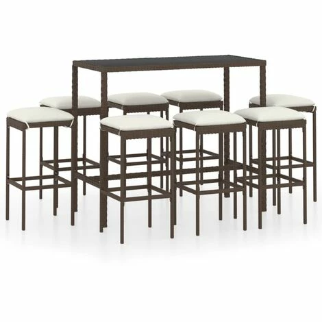 Vente flash 🎉 Topdeal Meuble De Bar De Jardin 9 Pcs Et Coussins Résine Tressée Marron FF3064825_FR 🤩 3 Vente flash 🎉 Topdeal Meuble De Bar De Jardin 9 Pcs Et Coussins Résine Tressée Marron FF3064825_FR 🤩