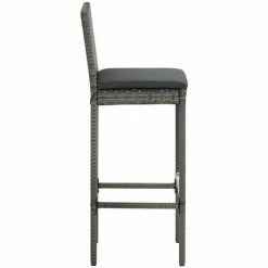 Sortie 🧨 Topdeal Ensemble De Bar De Jardin 7 Pcs Et Coussins Résine Tressée Gris FF3064799_FR ✔️ -Table haute Boutique 59653154 4