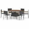 De gros 🎁 Topdeal Ensemble De Salle à Manger D'extérieur 7pcs Résine Tressée Noir FF3059367_FR 👍 -Table haute Boutique 59653170 1