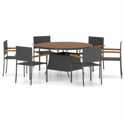 De gros 🎁 Topdeal Ensemble De Salle à Manger D'extérieur 7pcs Résine Tressée Noir FF3059367_FR 👍 3 De gros 🎁 Topdeal Ensemble De Salle à Manger D'extérieur 7pcs Résine Tressée Noir FF3059367_FR 👍