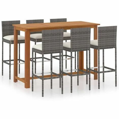 Meilleure vente 🛒 Topdeal Ensemble De Bar De Jardin Avec Coussins 7 Pcs Gris FF3068007_FR 🧨 3 Meilleure vente 🛒 Topdeal Ensemble De Bar De Jardin Avec Coussins 7 Pcs Gris FF3068007_FR 🧨