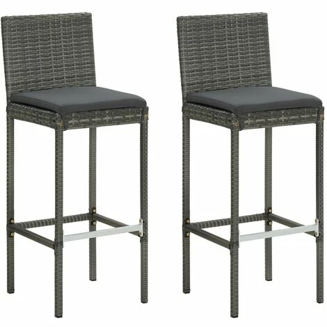 Bon marché ❤️ Topdeal Ensemble De Bar De Jardin 3 Pcs Et Coussins Résine Tressée Gris FF3064793_FR 🌟 4 Bon marché ❤️ Topdeal Ensemble De Bar De Jardin 3 Pcs Et Coussins Résine Tressée Gris FF3064793_FR 🌟 – Image 2