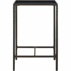 Tout neuf 🎁 Topdeal Meuble De Bar De Jardin 5 Pcs Et Coussins Résine Tressée Marron FF3064819_FR ❤️ -Table haute Boutique 59653493 4