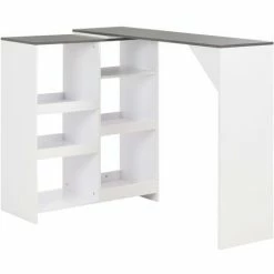 Sortie 🤩 Topdeal Table De Bar Avec Tablette Amovible Blanc 138x39x110 Cm VDFF22377_FR 🧨