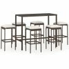 Budget 😉 Topdeal Meuble De Bar De Jardin 7 Pcs Et Coussins Résine Tressée Marron FF3064822_FR 😍 -Table haute Boutique 59653665 1