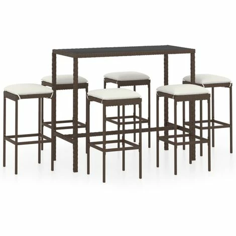 Budget 😉 Topdeal Meuble De Bar De Jardin 7 Pcs Et Coussins Résine Tressée Marron FF3064822_FR 😍 3 Budget 😉 Topdeal Meuble De Bar De Jardin 7 Pcs Et Coussins Résine Tressée Marron FF3064822_FR 😍