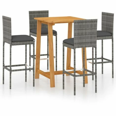 Nouveau 🥰 Topdeal Ensemble De Bar De Jardin Avec Coussins 5 Pcs Gris FF3067945_FR 😍 3 Nouveau 🥰 Topdeal Ensemble De Bar De Jardin Avec Coussins 5 Pcs Gris FF3067945_FR 😍