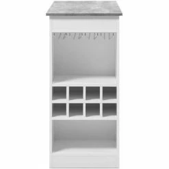 Grosses soldes 🎁 ALTOBUY BIM - Table Bar Multi-Rangement 115cm Blanche Et Effet Béton - Blanc 🎉 -Table haute Boutique 59824074 3
