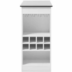 Grosses soldes 🎁 ALTOBUY BIM - Table Bar Multi-Rangement 115cm Blanche Et Effet Béton - Blanc 🎉 -Table haute Boutique 59824074 4