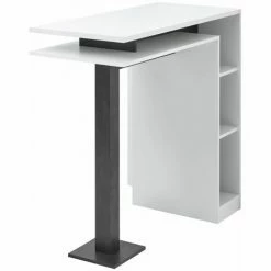 Top 10 ✔️ ALTOBUY PERGA - Table Bar Blanche Et Effet Béton Noir Avec Niches - Blanc 🥰