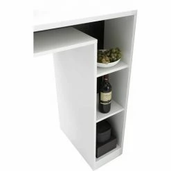 Top 10 ✔️ ALTOBUY PERGA - Table Bar Blanche Et Effet Béton Noir Avec Niches - Blanc 🥰 -Table haute Boutique 59824254 3