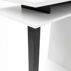 Top 10 ✔️ ALTOBUY PERGA - Table Bar Blanche Et Effet Béton Noir Avec Niches - Blanc 🥰 -Table haute Boutique 59824254 4