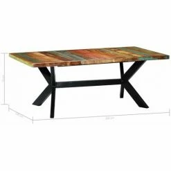 Les meilleures critiques de 😉 INLIFE Table à Dîner 200x100x75 Cm Bois De Récupération Solide 🎁 -Table haute Boutique 59848727 5