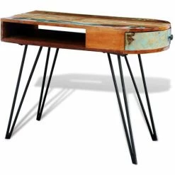 Vente flash 🛒 NOVA Bureau 97x45x76 Cm En Bois De Récupération Avec Des Jambes En Fer Peint 🔥 -Table haute Boutique 59980954 5