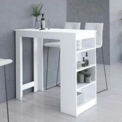 Le moins cher 😍 AKORD Table De Bar Pour Le Tabouret Blanche 115 Cm Couleur Blanc Mat - 115x50x103 Cm ⭐ -Table haute Boutique 60055268 4