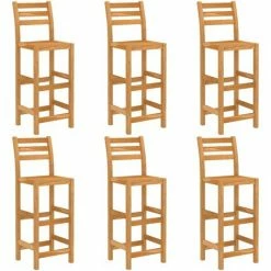 Promo 👏 LITZEE Ensemble De Bar D'extérieur 7 Pcs Bois D'acacia Massif # 🌟 -Table haute Boutique 60166531 4