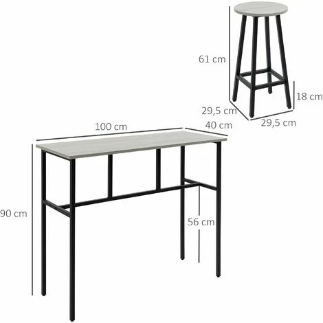 Les meilleures critiques de ✔️ HOMCOM Ensemble Table De Bar Style Industriel 6 Pièces - 2 Tables, 4 Tabourets - Acier Noir Panneaux Particules Aspect Bois Gris - Gris ⭐ 5 Les meilleures critiques de ✔️ HOMCOM Ensemble Table De Bar Style Industriel 6 Pièces - 2 Tables, 4 Tabourets - Acier Noir Panneaux Particules Aspect Bois Gris - Gris ⭐ – Image 3