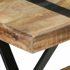 Remise 😀 INLIFE Table De Salle à Manger 120x60x76 Cm Bois De Manguier Brut ⭐ -Table haute Boutique 60599459 5