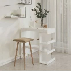Budget 😉 INLIFE Table De Bar étagère De Rangement Blanc 100x50x101,5 Cm 😉 -Table haute Boutique 60599659 3