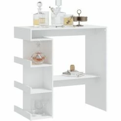 Budget 😉 INLIFE Table De Bar étagère De Rangement Blanc 100x50x101,5 Cm 😉 -Table haute Boutique 60599659 4
