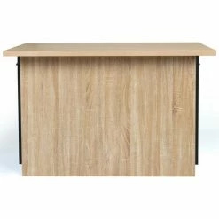 Vente flash 🔔 IDMARKET Ilot Central IVO 120 Cm Bois Façon Hêtre Portes Noires Avec Plan De Travail 😉 -Table haute Boutique 60618053 5