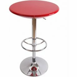 Offres 😀 DéCOSHOP26 Table De Bar Bistrot Réglable En Hauteur Ø60cm Rouge - Rougeed ✨