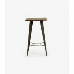Coupon 🛒 Table Haute En Acier Et Bois De Bambou Massif - Longueur 60 X Profondeur 60 X Hauteur 104 Cm -PEGANE- 🧨 -Table haute Boutique 60661953 3