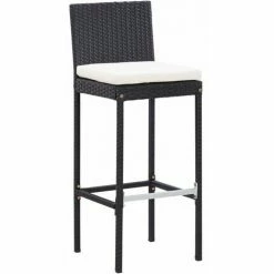 Bon marché 👍 NOVA Garden Bar Set 5 PC Ensemble De Bar 5 Pcs Résine Tressée Et Bois D'acacia Noir ✔️ -Table haute Boutique 60816563 4