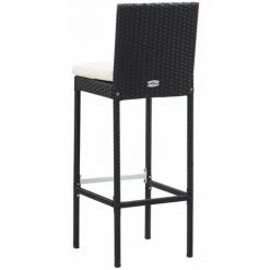 Bon marché 👍 NOVA Garden Bar Set 5 PC Ensemble De Bar 5 Pcs Résine Tressée Et Bois D'acacia Noir ✔️ -Table haute Boutique 60816563 5