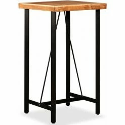 Coupon ⌛ NOVA Ensemble De Table De Bar Avec Acacia Solide Et Tabourets En Cuir Réels Divers Pièces Ensemble De Bar 3 Pcs Bois D'acacia Massif Et Cuir Véritable ❤️ -Table haute Boutique 60890253 3