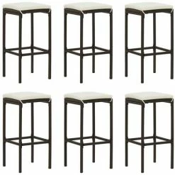 Vente flash 😉 FIMEI Meuble De Bar De Jardin 7 Pcs Et Coussins Résine Tressée Marron 🤩 -Table haute Boutique 60968834 3