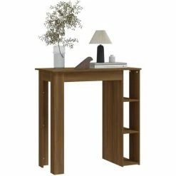 Bon marché 🔔 FIMEI Table De Bar Avec étagère Chêne Marron 102x50x103,5cm Aggloméré ❤️ -Table haute Boutique 60968929 5
