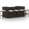 Budget 🤩 FIMEI Meuble De Bar De Jardin 8 Pcs Et Coussins Résine Tressée Marron 😉 -Table haute Boutique 60969235 1
