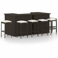 Budget 🤩 FIMEI Meuble De Bar De Jardin 8 Pcs Et Coussins Résine Tressée Marron 😉