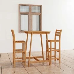 Tout neuf 💯 FIMEI Ensemble De Bar D'extérieur 3 Pcs Bois D'acacia Massif 🧨