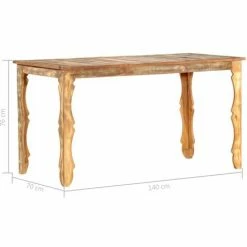 Coupon 🌟 FIMEI Table De Salle à Manger 140x70x76cm Bois De Récupération Massif 👏 -Table haute Boutique 60969681 4