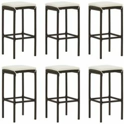 Bon marché 🔥 FIMEI Meuble De Bar De Jardin 7 Pcs Et Coussins Résine Tressée Marron 🛒 9 Bon marché 🔥 FIMEI Meuble De Bar De Jardin 7 Pcs Et Coussins Résine Tressée Marron 🛒 -Table haute Boutique 60970253 3