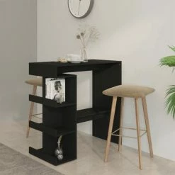 Promo 🤩 FIMEI Table De Bar étagère De Rangement Noir 100x50x101,5 Cm 🤩