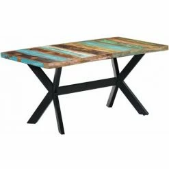 Sortie ⌛ FIMEI Table De Salle à Manger 160x80x75cm Bois De Récupération Massif 🔔