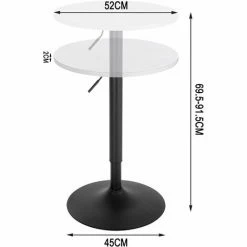 De gros 🎁 WOLTU Table De Bar Ronde. Réglable En Hauteur 69.5-91.5 Cm. Pivotante à 360°. Table De Bistrot. Blanc. BT35sz 🛒 -Table haute Boutique 61162879 4