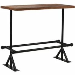 Coupon 🥰 SUPERMARKET Table De Bar Bois De Récupération Massif Marron Foncé 120x60x107 Cm 🧨