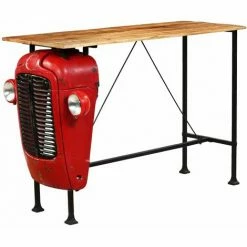 Offres 🤩 SUPERMARKET Table De Bar Bois De Manguier Massif Rouge Tracteur 60x150x107 Cm 🎁