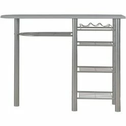 De gros 🔔 SUPERMARKET Ensemble De Bar Avec Etagères 3 Pcs Bois Et Acier Gris 🌟 -Table haute Boutique 61304457 3