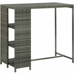 De gros 🔥 SUPERMARKET Table De Bar Avec Rangement 120x60x110 Cm Résine Tressée Gris 🌟
