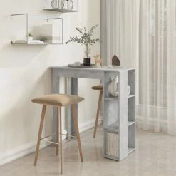 Bon marché ⌛ SUPERMARKET Table De Bar Avec étagère Aggloméré 102x50x103.5 Cm Gris Béton 😉 -Table haute Boutique 61306099 4